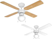 MiniSun 42" White Ceiling Fan with Light, Reversible Blades, 3-Speed, LED Bulb