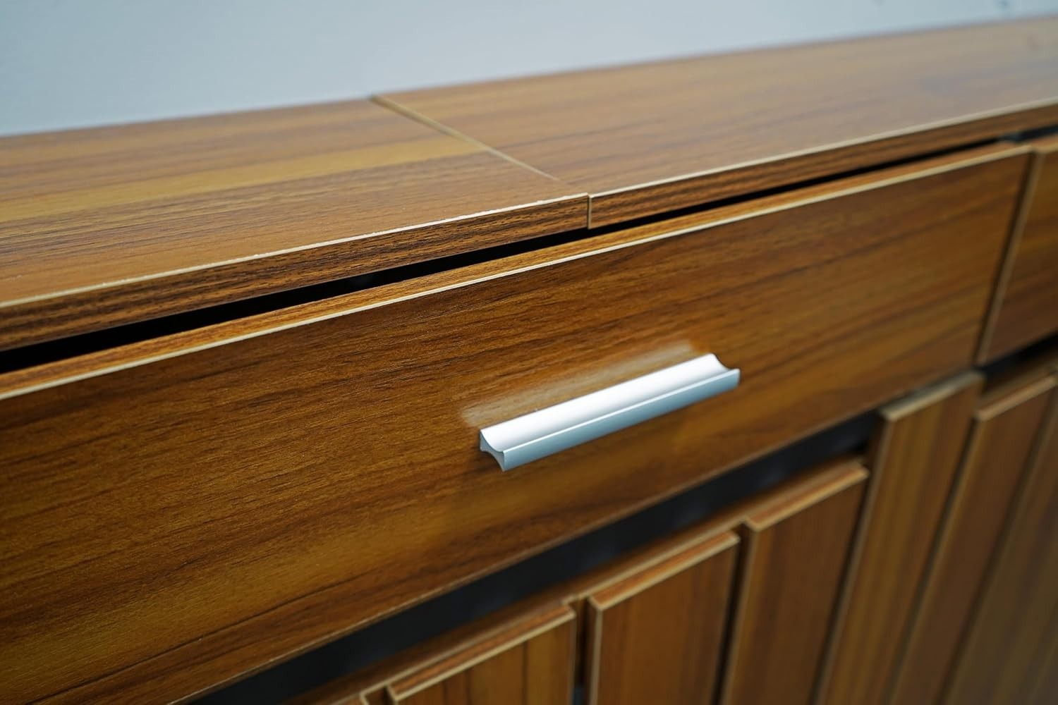 Wood Radiator Cover with Drawers Vertical Slat W152xH96cm Modern Oak Cabinet