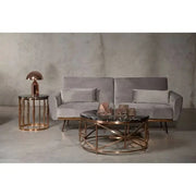 Grey Velvet 3-Seater Sofa Bed with Rose Gold Legs – Modern Pull Out Couch