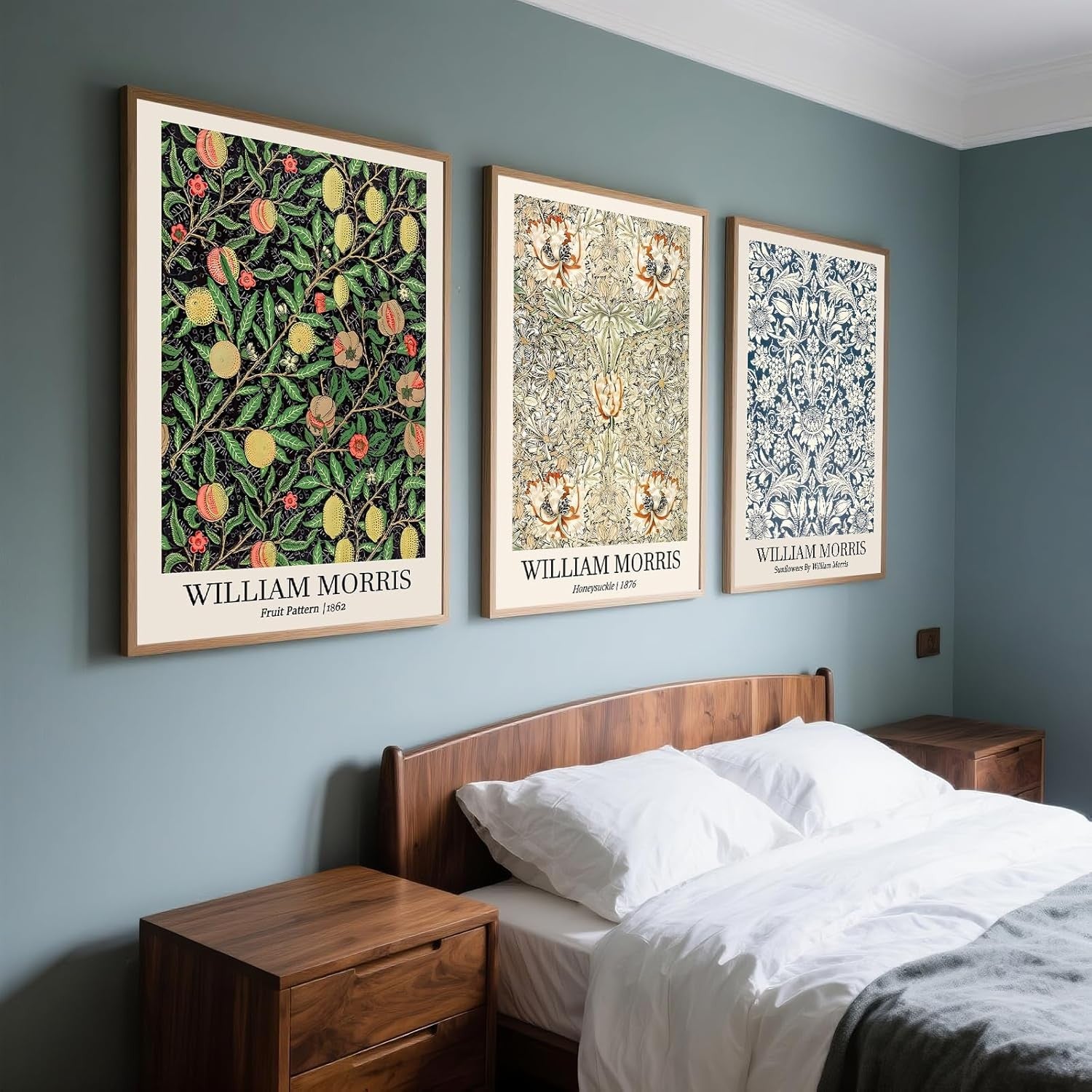 Vintage Floral Wall Art Set of 3 Neutral Canvas Prints Unframed 40x50cm