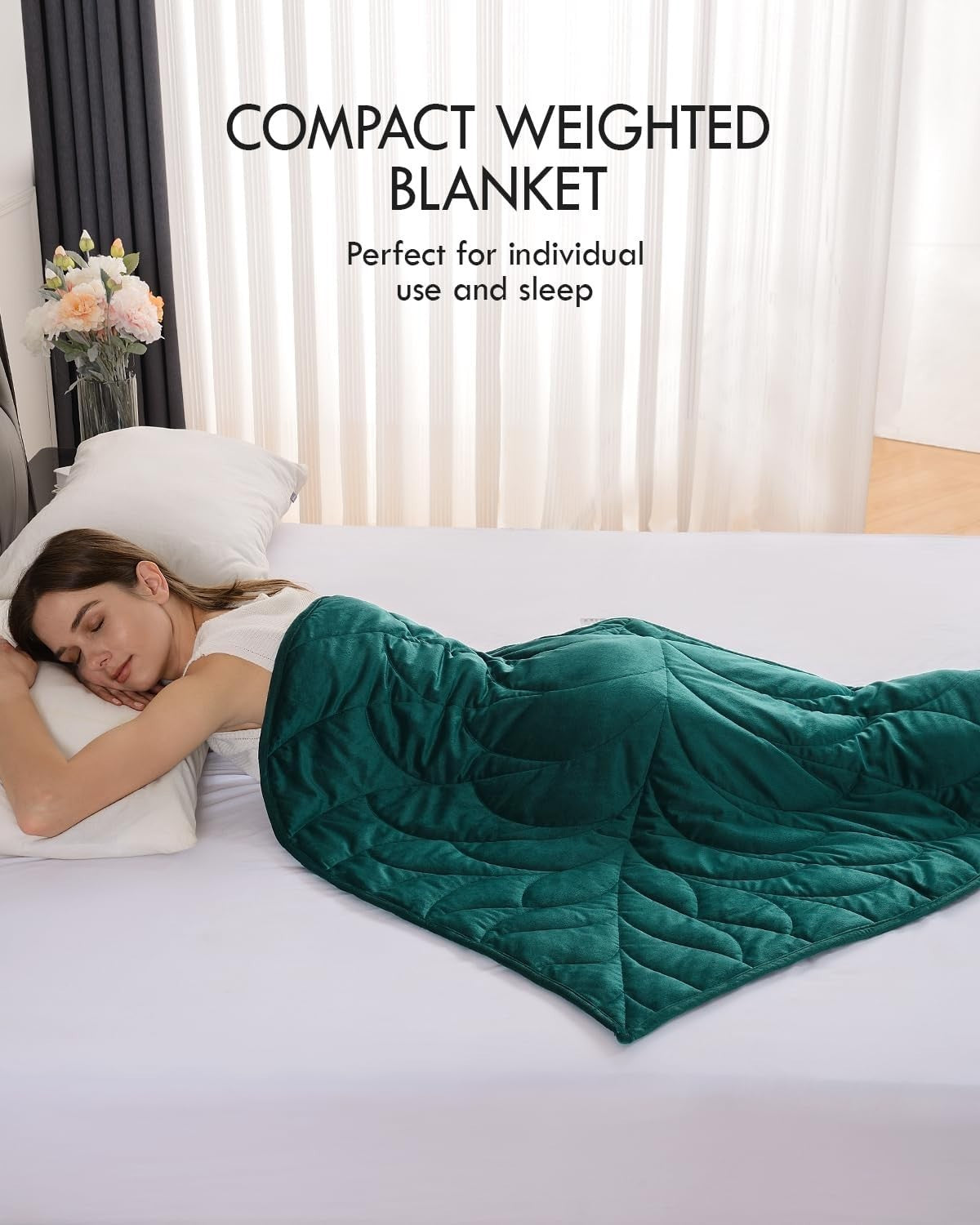 Soft Weighted Lap Blanket 5lbs Green Velvet Travel Stress Relief Leaf Design