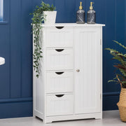 Bathroom Cabinet White Storage Unit with Drawers & Door – Slim Floor Cupboard