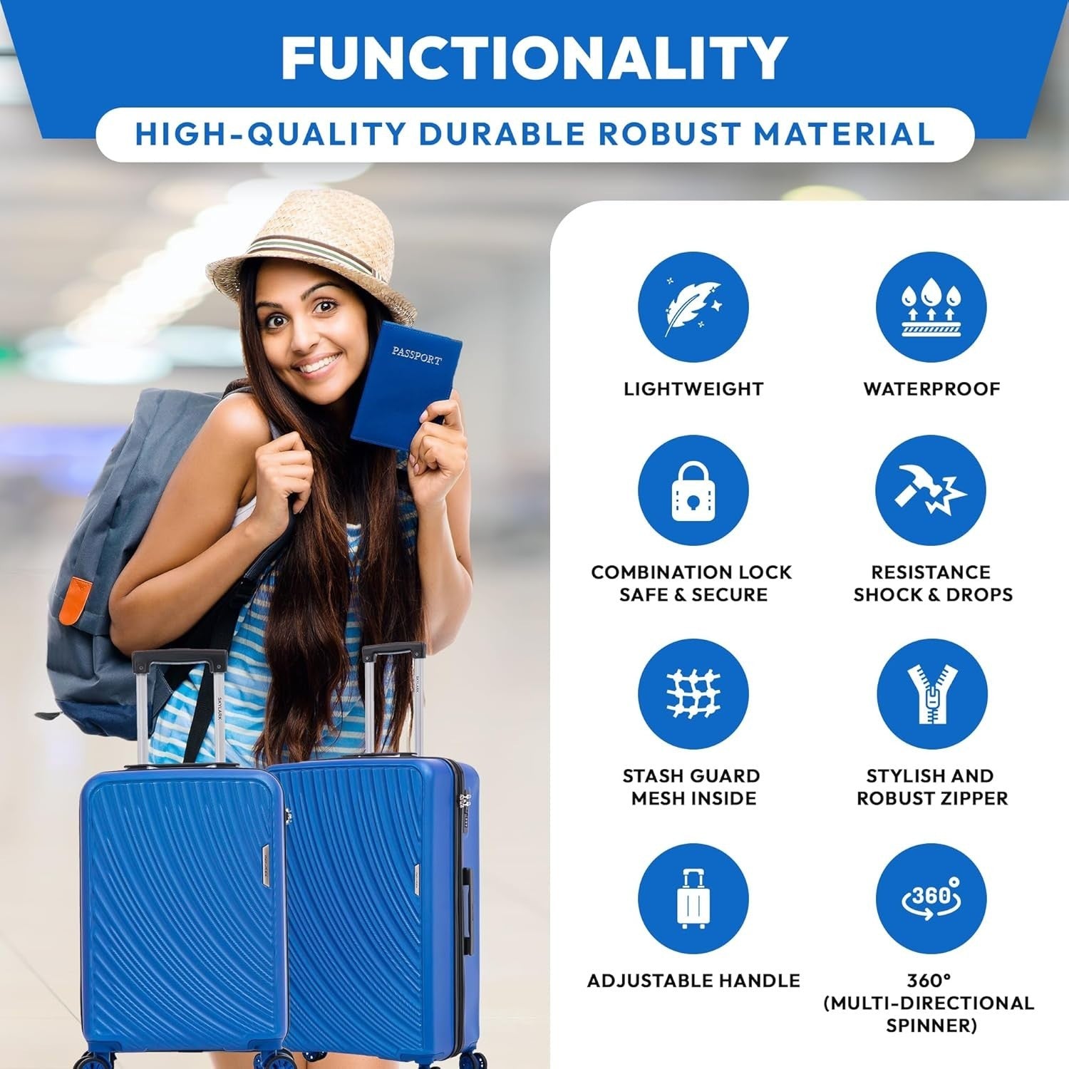 Lightweight ABS Medium Travel Suitcase 24 Inch 4 Wheel Spinner Hard Shell