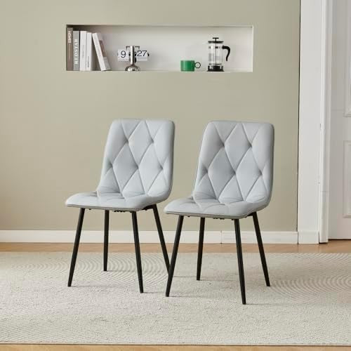 Modern 5-Piece Round Glass Dining Table Set with 2 Grey Velvet Chairs