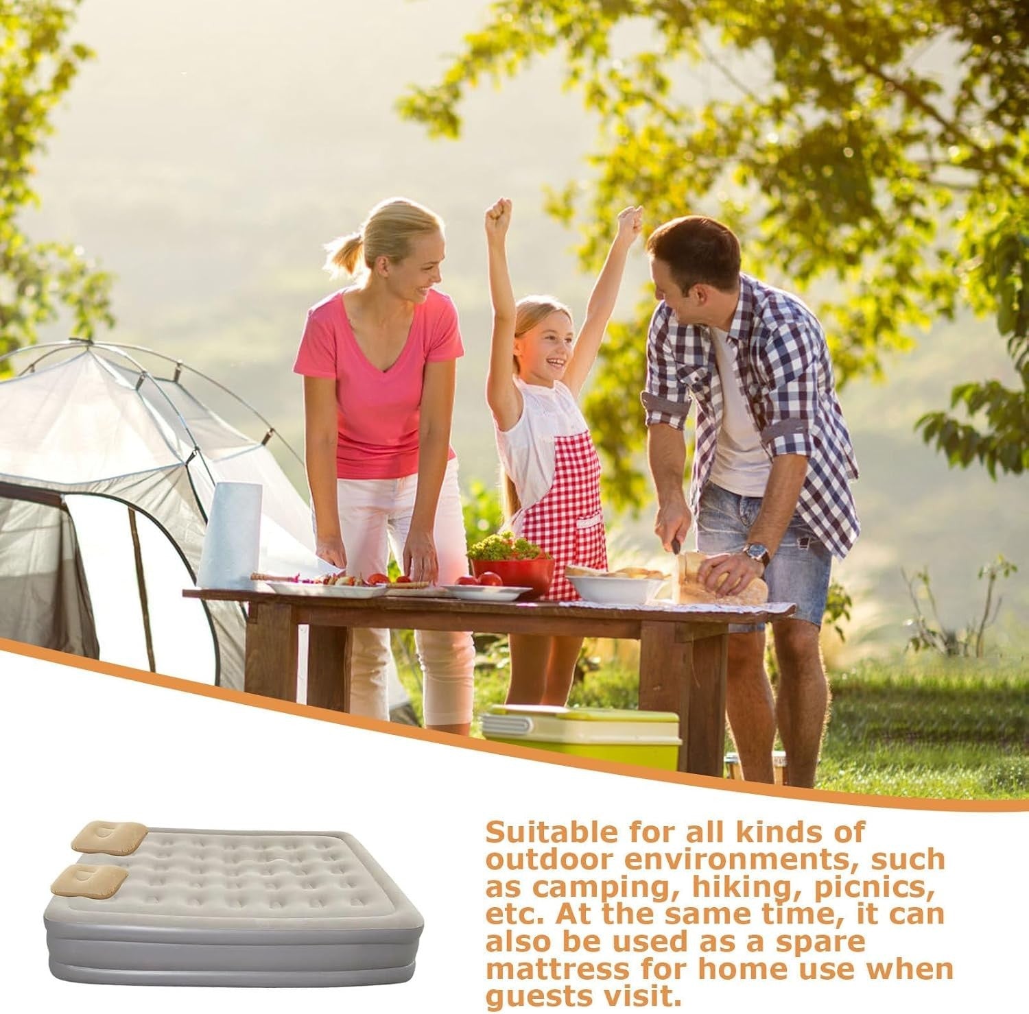 Double Inflatable Air Mattress with Built-in Pump | Portable Camping Bed