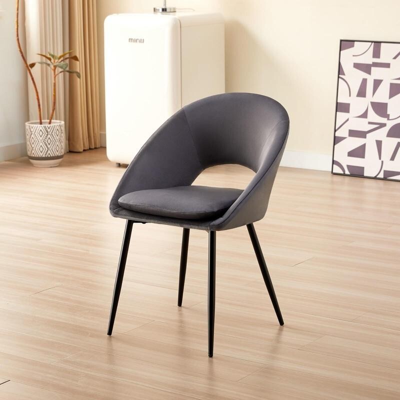 Wood Dining Table Set with 4 Grey Velvet Chairs X Iron Legs Modern 140cm