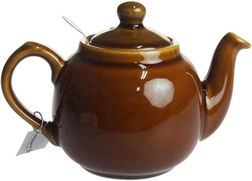 Ceramic Teapot with Infuser 600ml Brown Farmhouse Loose Leaf Tea Pot