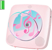 Portable CD Player Bluetooth Speakers FM Radio USB AUX Remote Pink