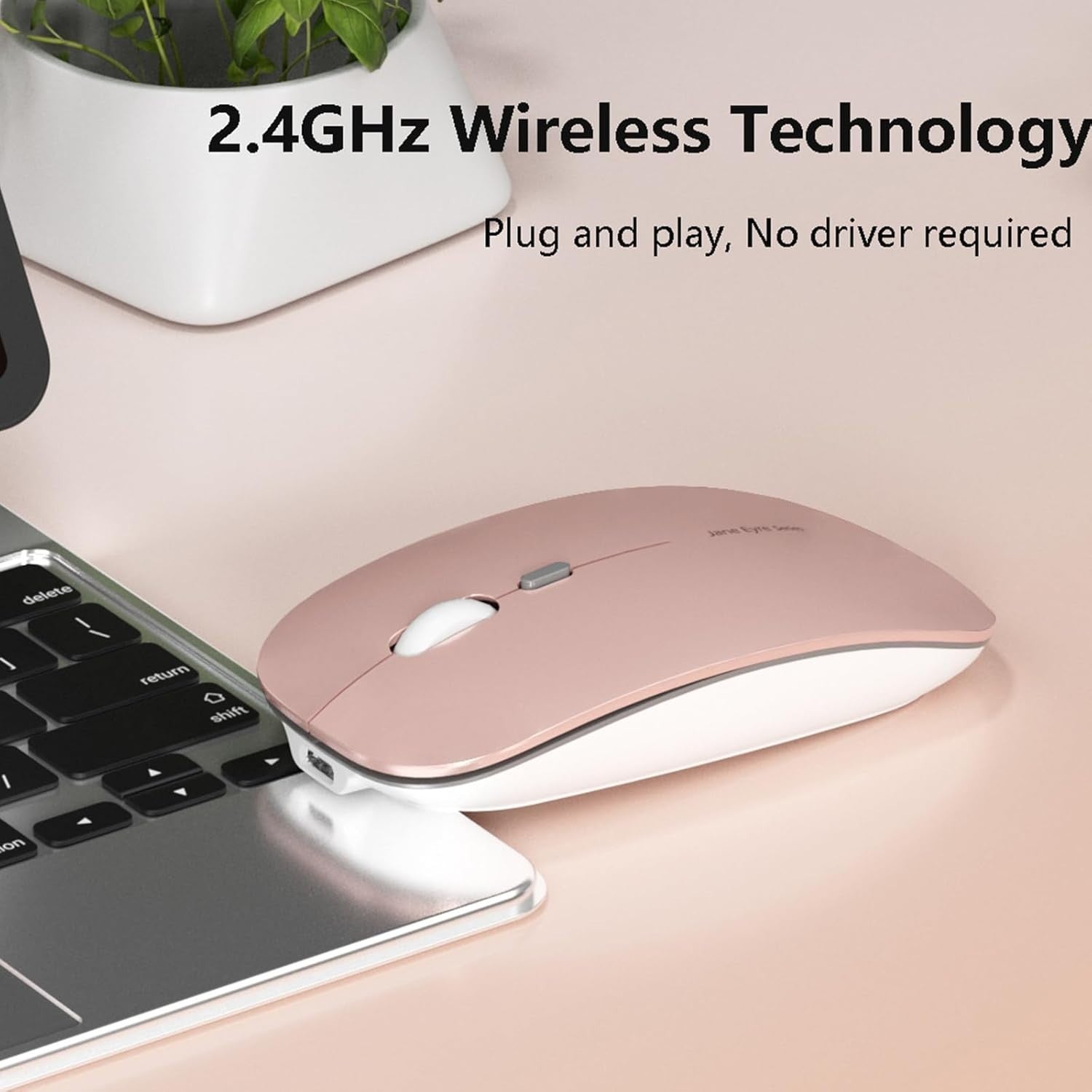 Wireless Rechargeable Mouse Silent Slim 2.4G 1600 DPI Rose Gold