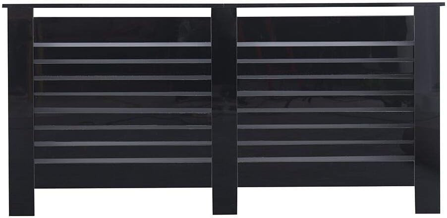Black High Gloss Radiator Cover MDF Cabinet | XL Modern Decorative Heater Guard