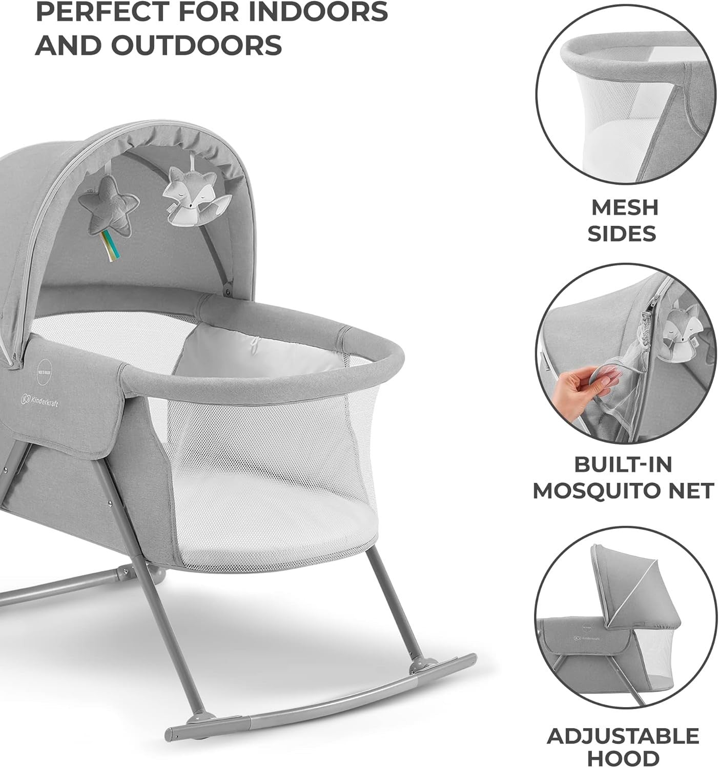3in1 Baby Cradle Bassinet Folding Travel Cot with Mattress & Canopy