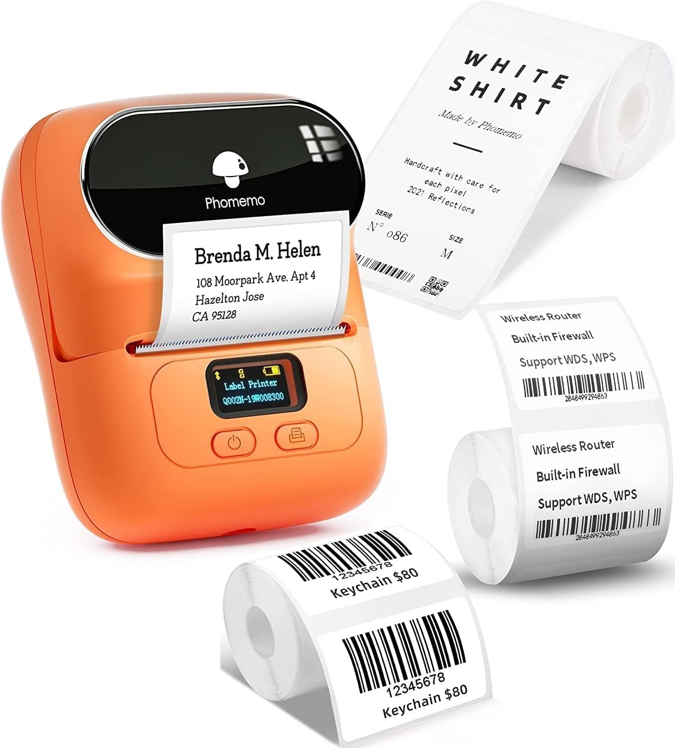 Bluetooth Label Printer 2" Thermal Maker 3 Rolls USB