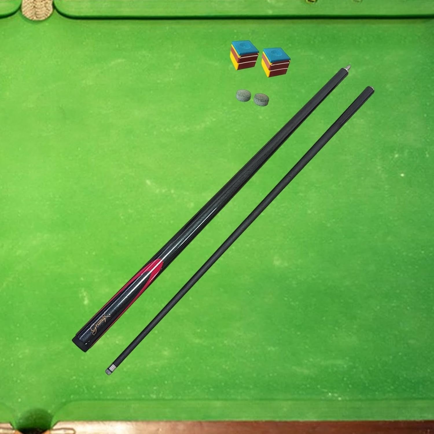 57in Carbon Fiber Snooker Cue 9.5mm Tip 1/2 Split Starter Set