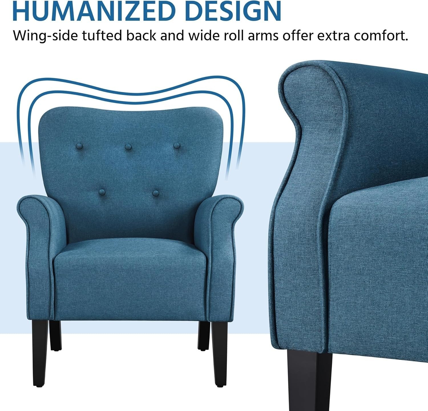 Navy Blue Modern Tub Chair Accent Armchair Soft Padded High Back Living Room