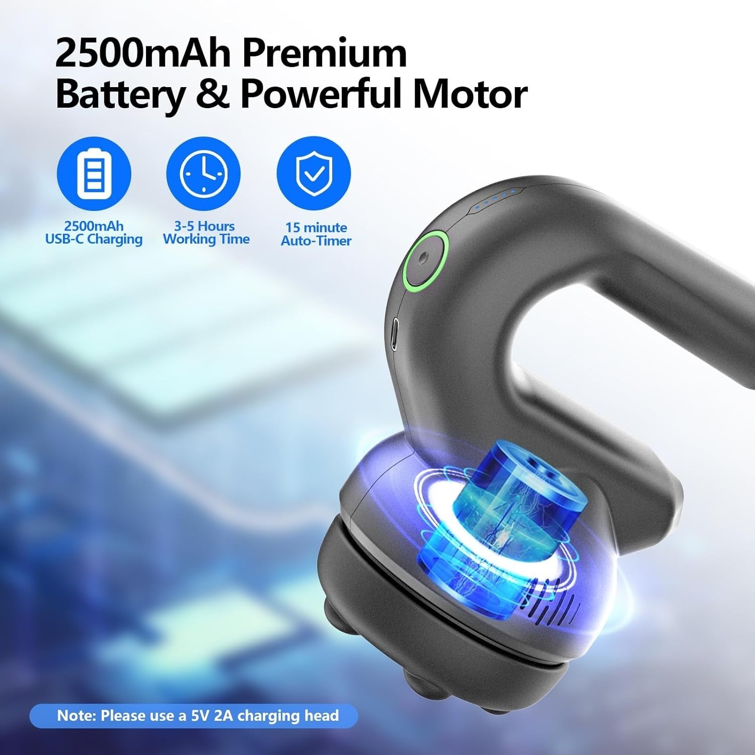Deep Tissue Handheld Massager 3 Heads Multi-Speed for Neck Back Pain Relief