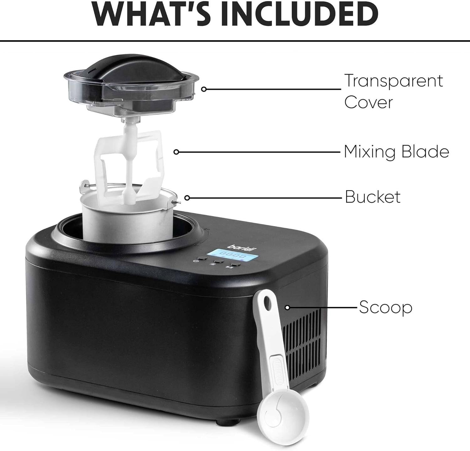 Ice Cream Maker Compressor 1L Fast Freeze Automatic Gelato Machine