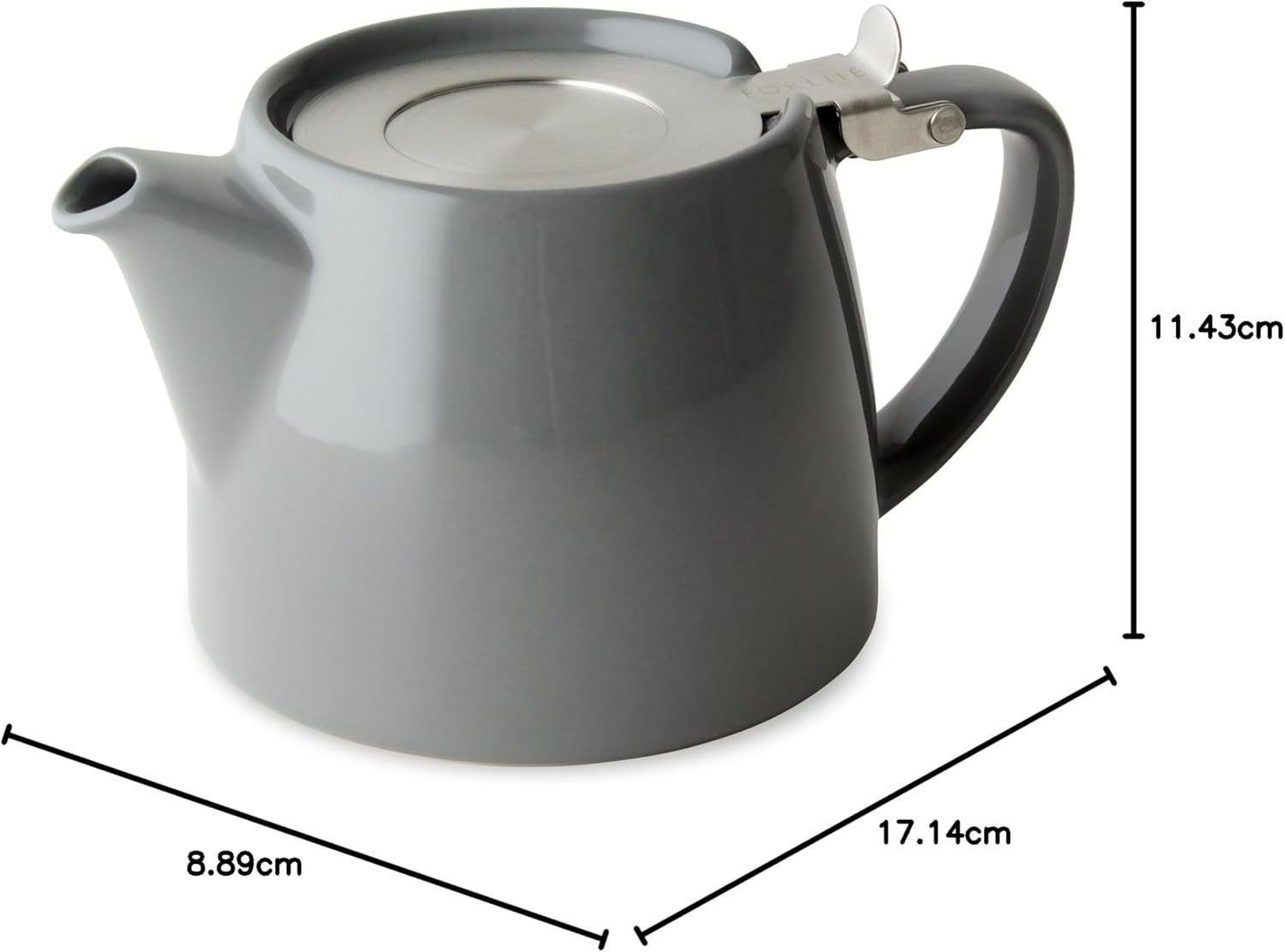 Porcelain Teapot with Infuser 18oz Grey Tea Pot Dishwasher Safe Lid