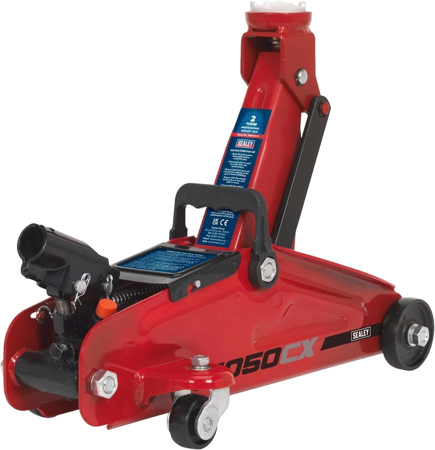 2 Ton Hydraulic Trolley Jack Short Chassis 117–322mm Compact Car Lift Red