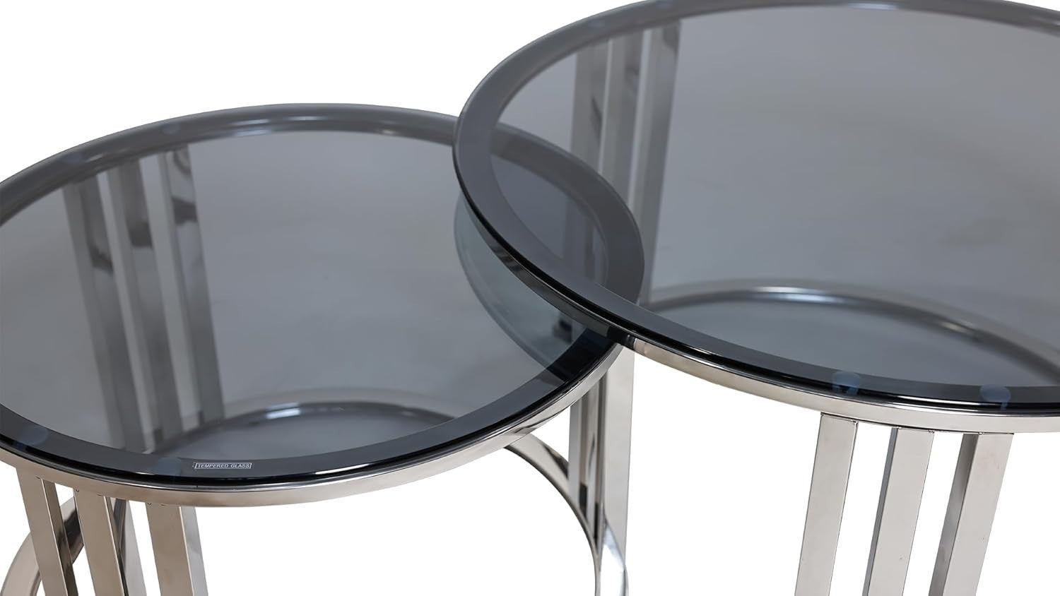 80cm Round Glass Coffee Table Chrome Metal Legs Modern Living Room Accent