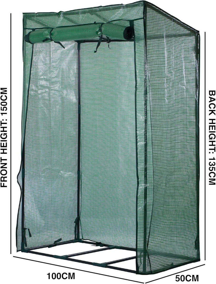 Reinforced Tomato Greenhouse with Zip Door Weatherproof PE 100x50x150cm