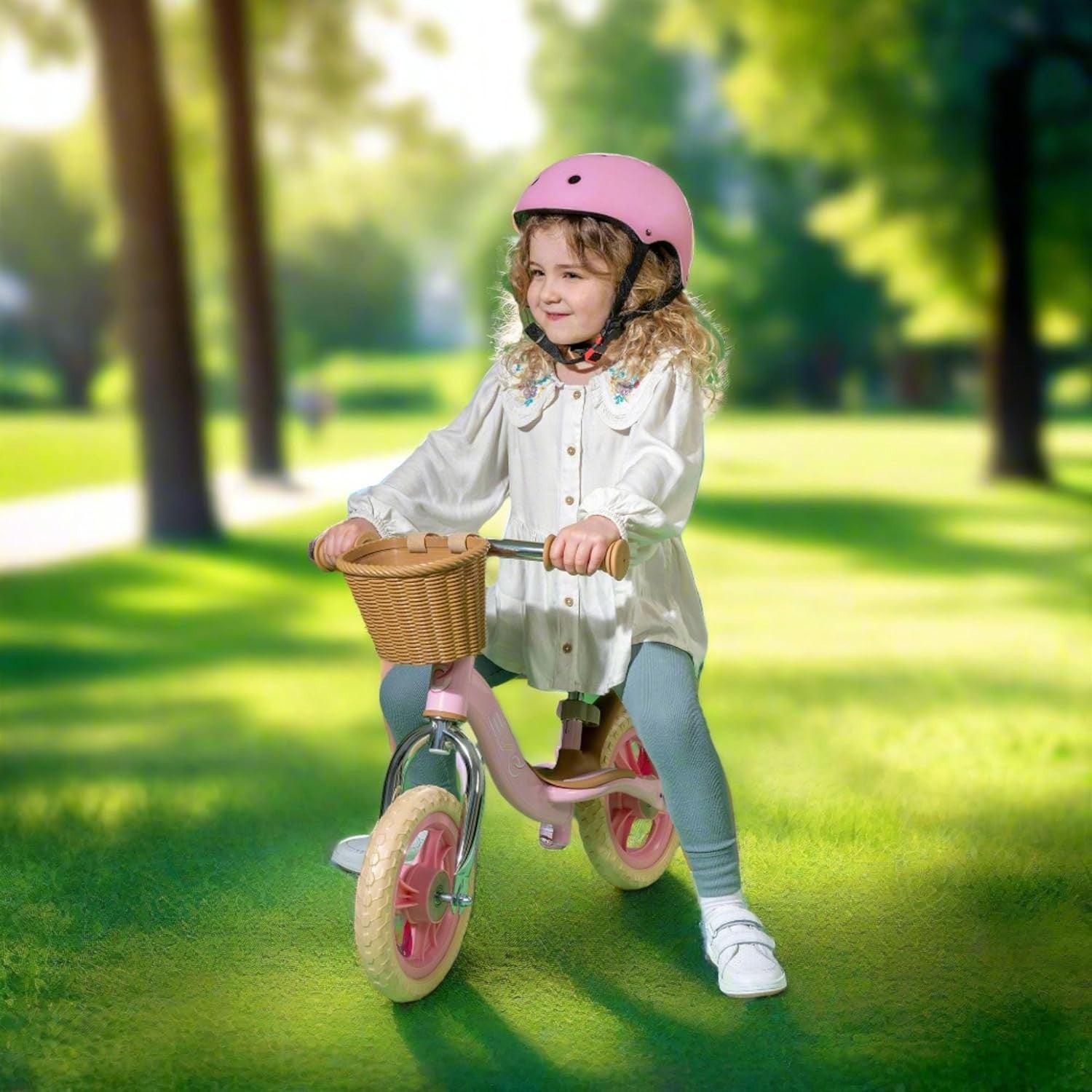 Kids Balance Bike 10 Inch Training Bicycle Adjustable Seat Pink Toddler