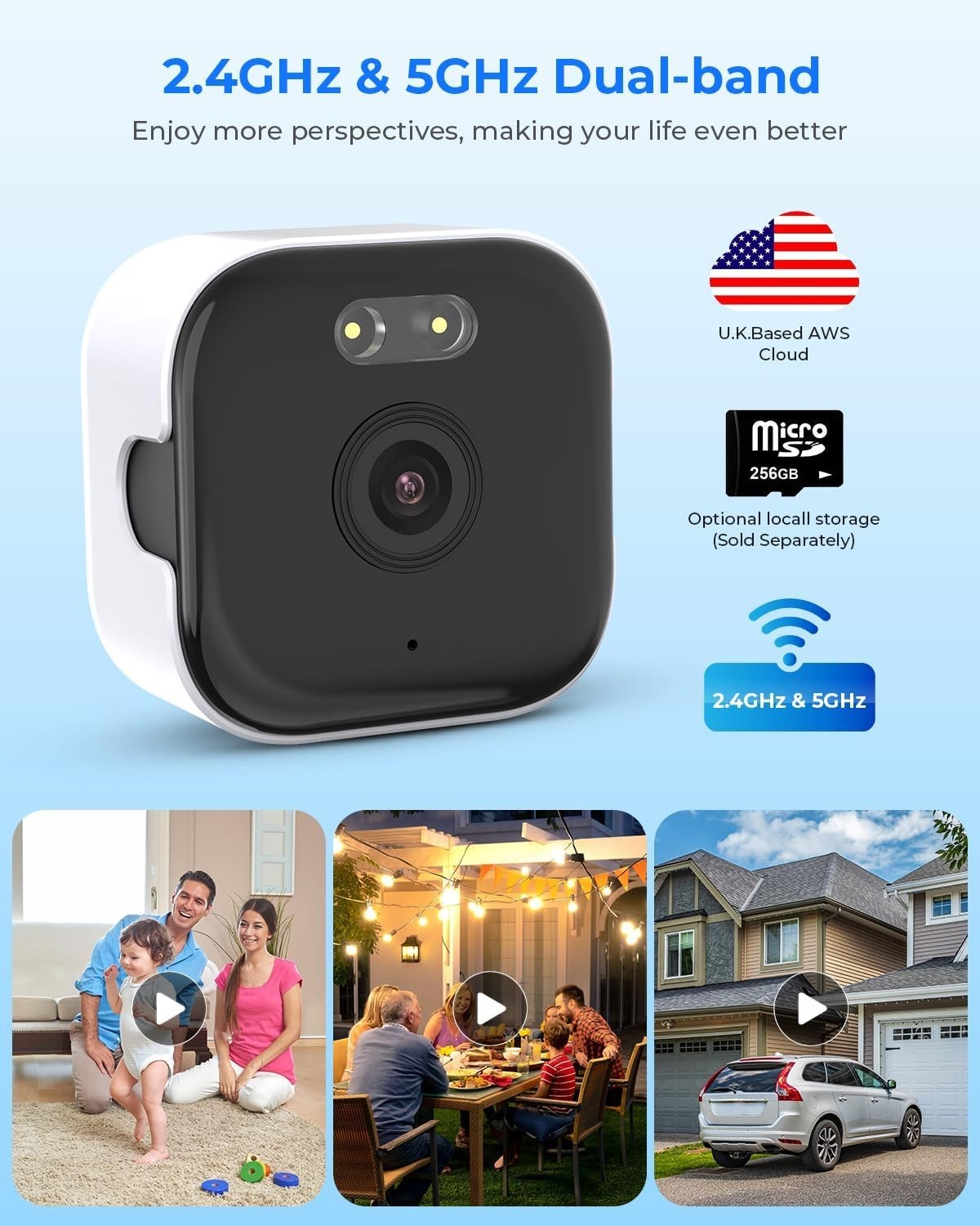 2K Window Security Camera WiFi 5GHz AI Color Night Vision 24/7