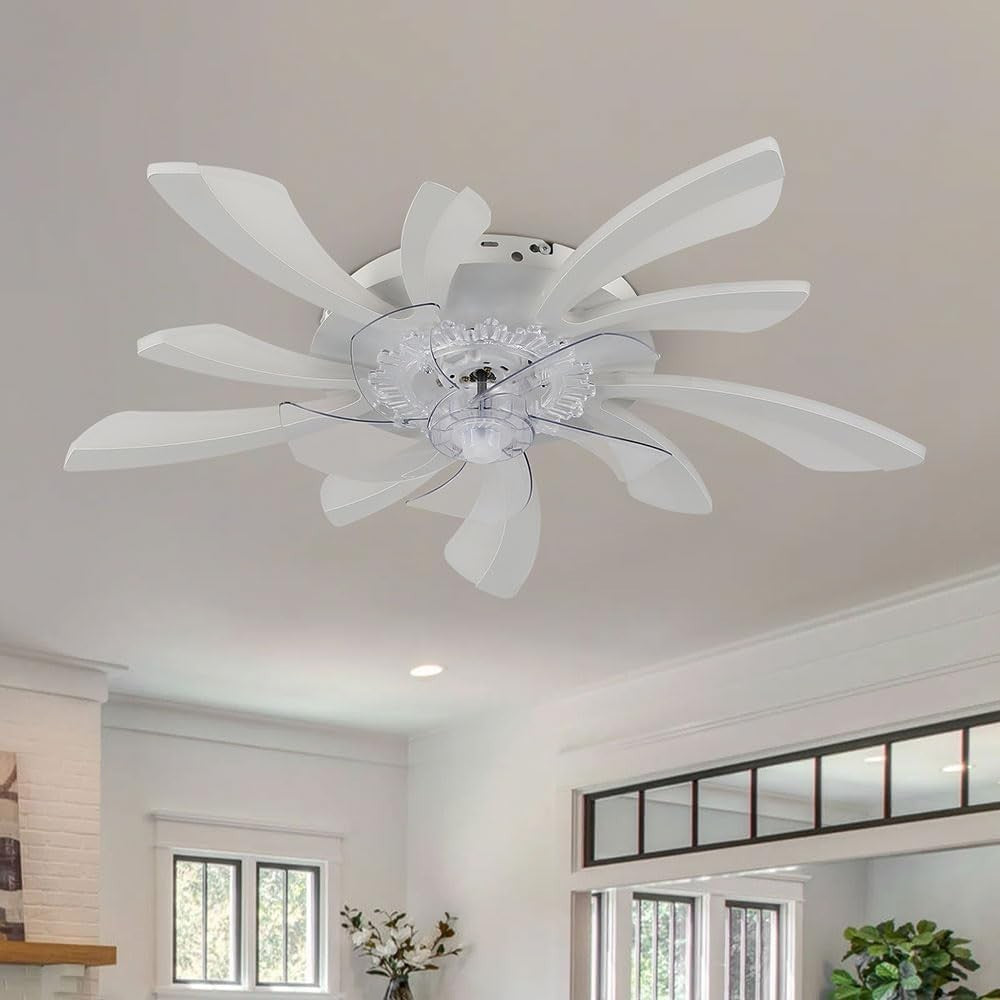Warmiehomy 78CM Ceiling Fan with Light,50W LED,6-Speed, Reversible,Remote & App