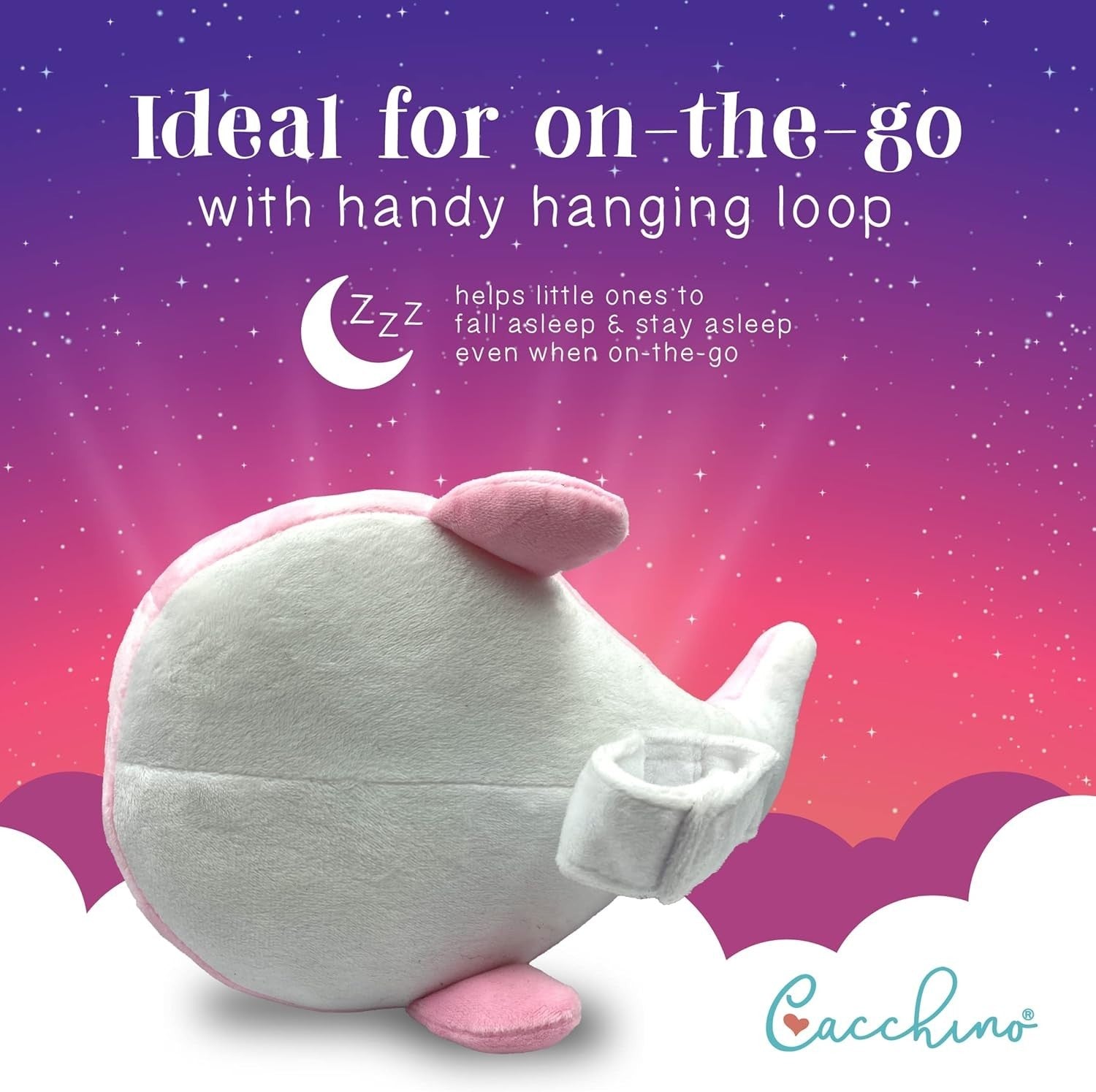 Pink Baby Sleep Aid with Cry Sensor Award Winning Plush Whale Sleep Soother