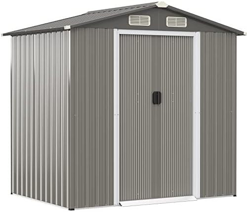 Metal Garden Shed 6x4FT Outdoor Storage with Lockable Sliding Doors & Air Vents