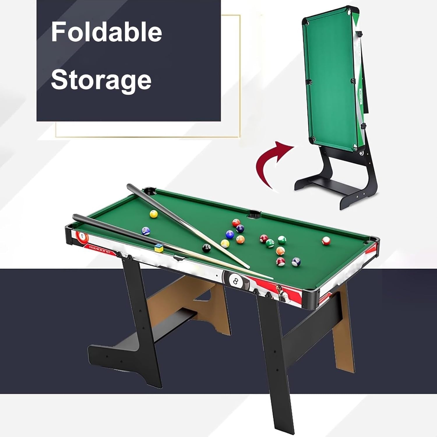 Compact Foldaway Pool Table Portable Billiards Game w Full Accessories