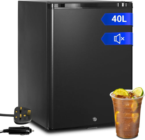 12V Mini Fridge 40L Campervan Portable Silent Black Lockable Compact