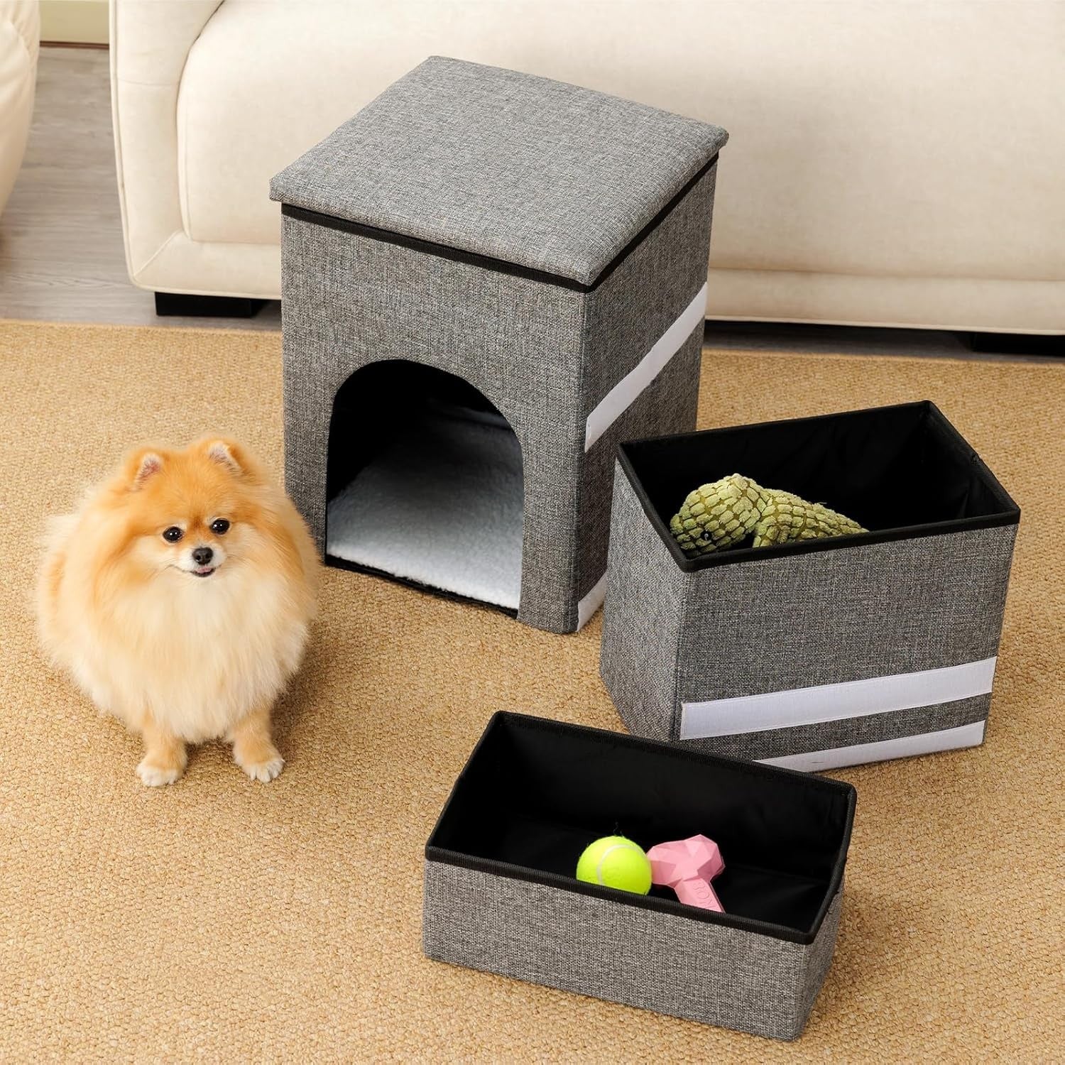 3 in 1 Foldable Dog Stairs with Storage Pet Steps House