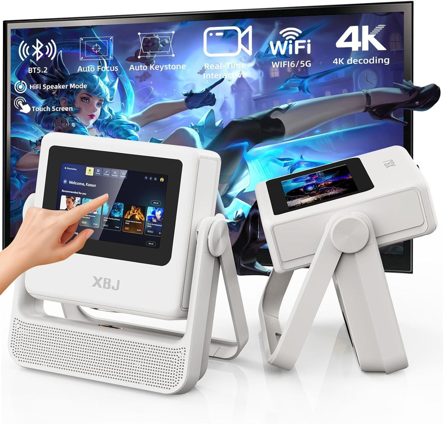 Smart Touch Screen Projector 1080P 4K Support WiFi Bluetooth 180°