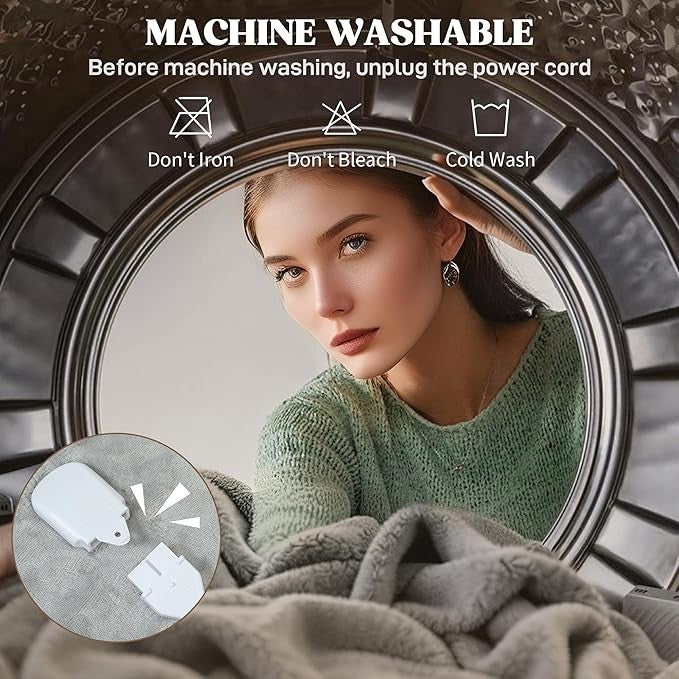 Electric Heated Throw Blanket 180x130cm 10 Heat Levels Timer Washable