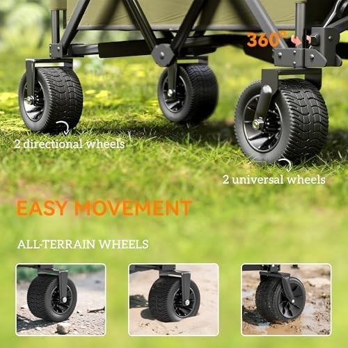 Folding Garden Trolley Wagon 100kg Heavy Duty Utility Cart Wheels Green