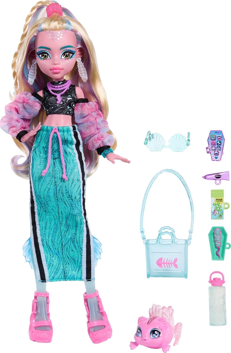 Sporty Fashion Doll with Pet Fish Accessories Trendy Outfit