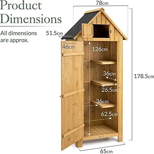 Slim Wooden Garden Shed Outdoor Storage Lockable Tall Compact Shed with Shelves