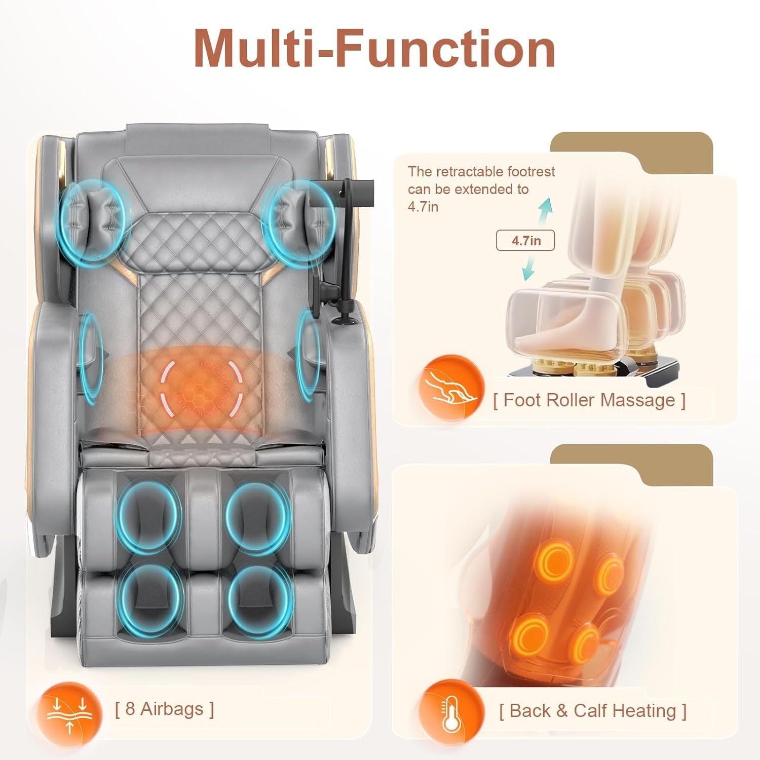 Full Body Massage Chair Zero Gravity Heating Airbags Bluetooth Recliner