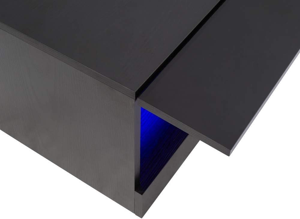 LED Coffee Table with Storage & High Gloss Finish – Modern Black TV Unit
