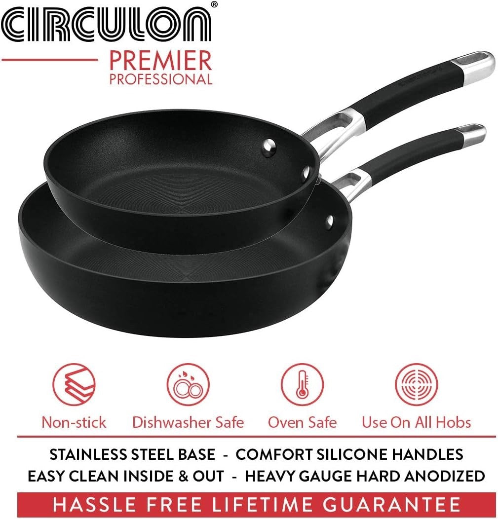 2pcs Black Non Stick Frying Pan Set – 20cm & 28cm Induction Dishwasher Safe