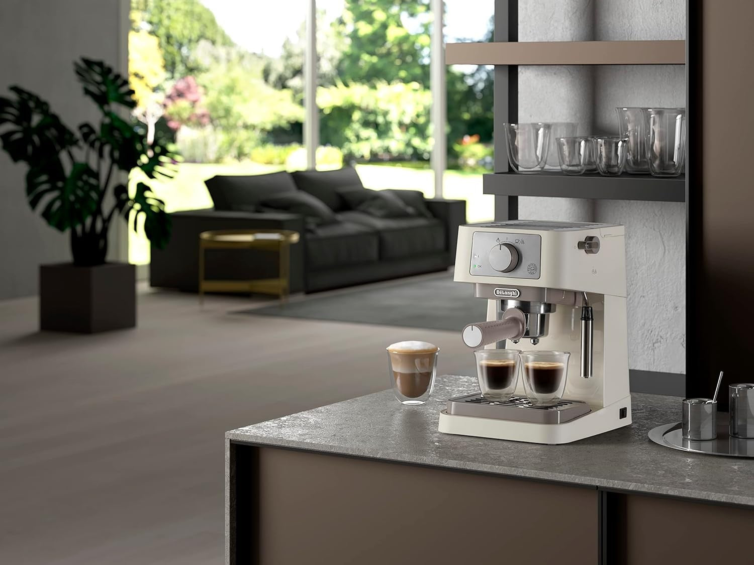 Manual Espresso Coffee Maker | 15 Bar Pressure | Milk Frother & Dual Cup Tray