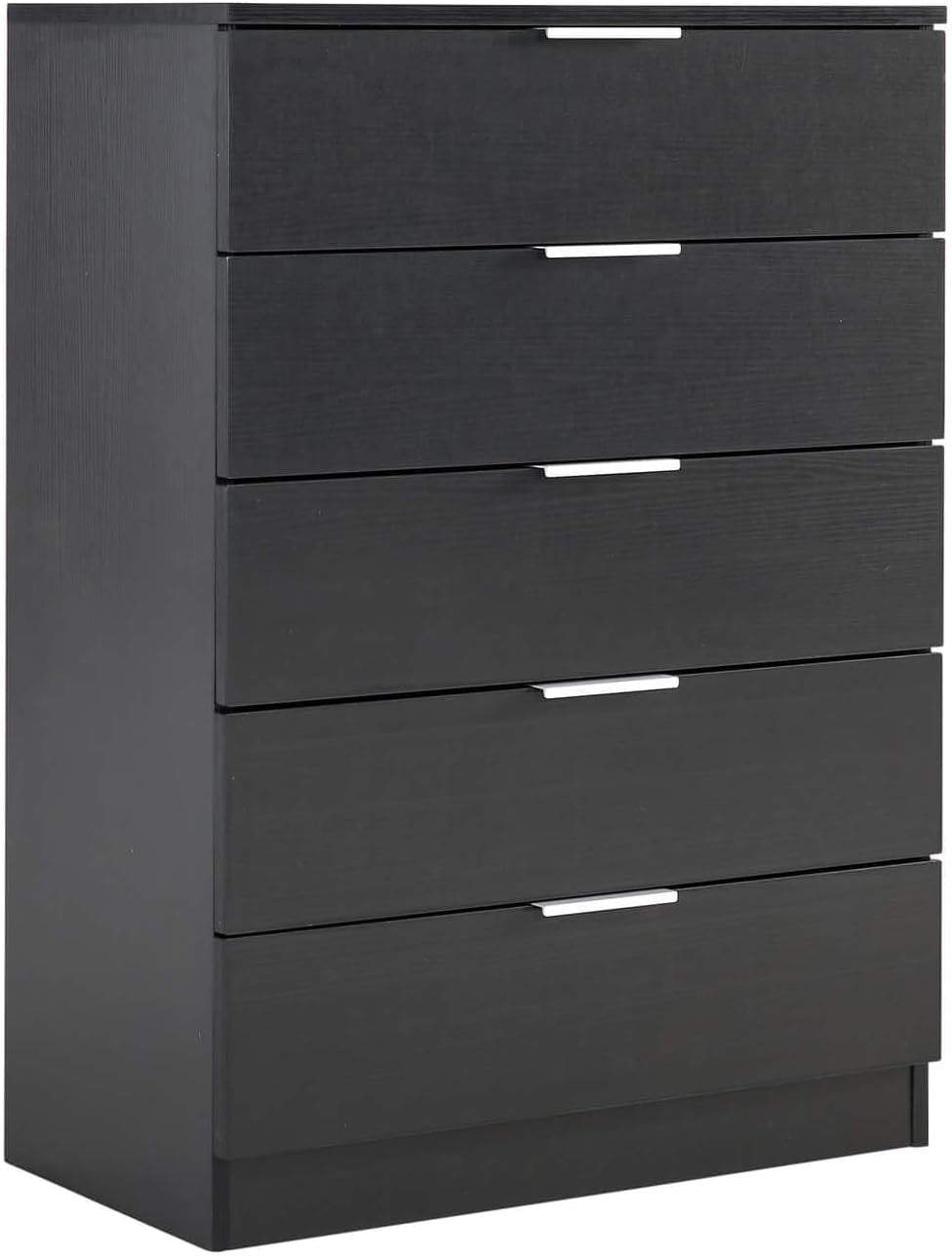 Black 5 Drawer Chest Tall Bedroom Storage Cabinet Slim Modern Unit