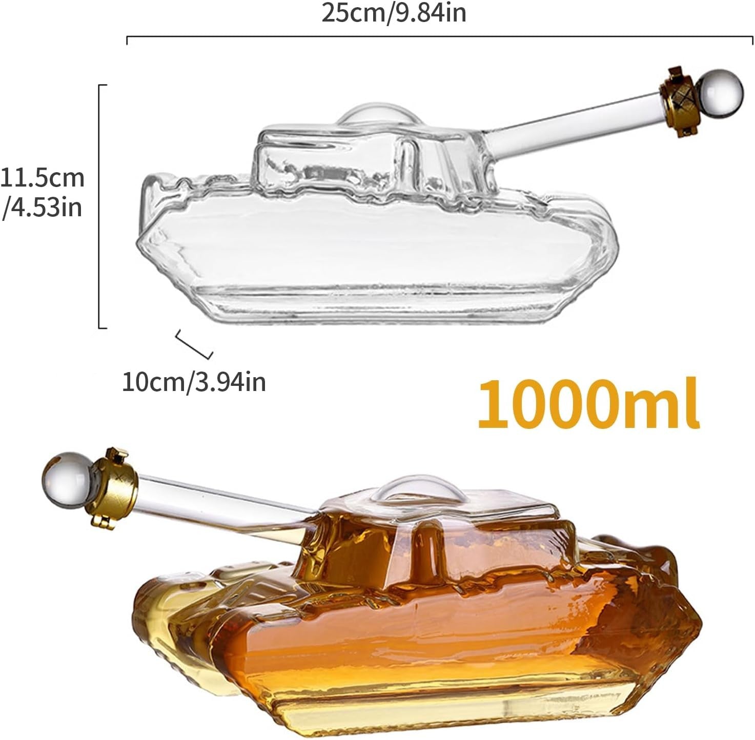 1L Tank Whisky Decanter Glass Drink Dispenser Funny Party Bar Gift for Men