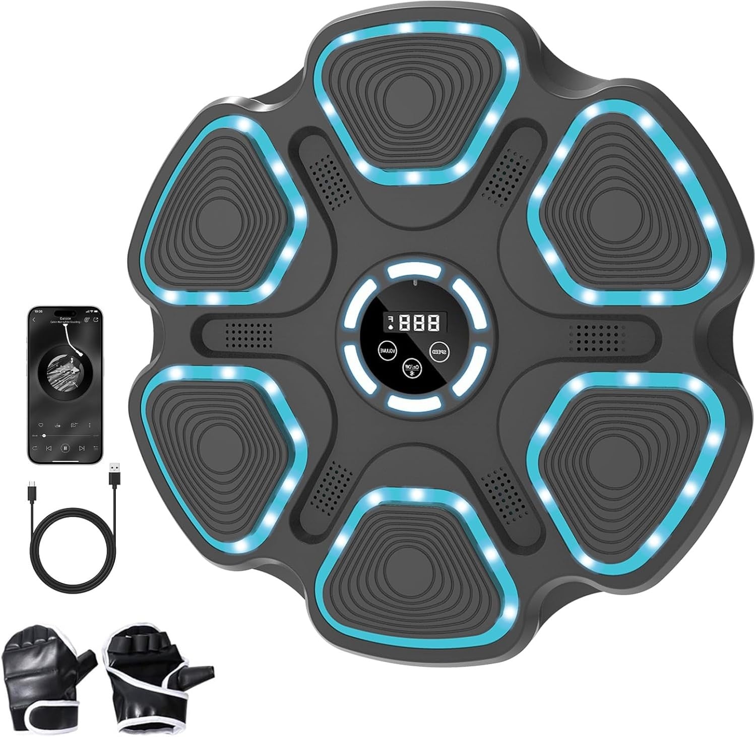 Music Boxing Machine Bluetooth LED Wall Mount Trainer Home Gym Fitness