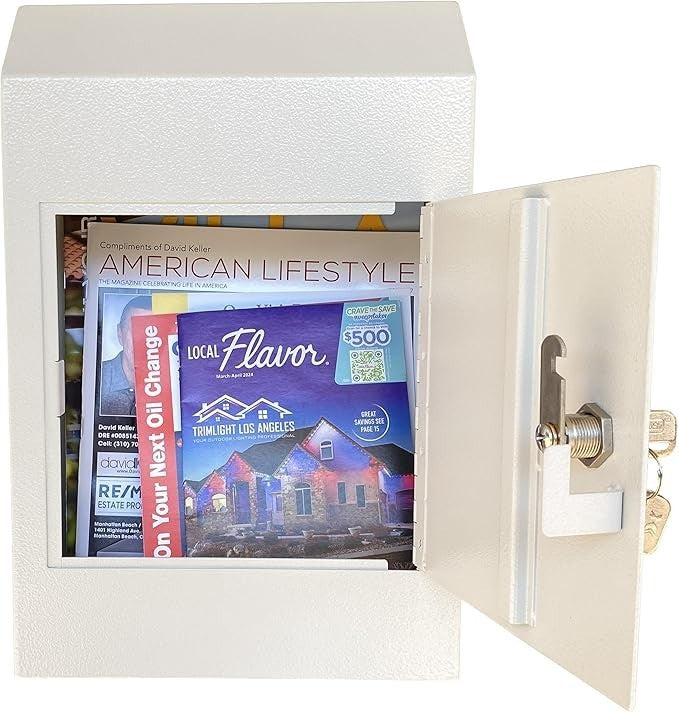 Secure Locking Steel Mail Slot Box Anti-Theft Drop Safe Rear Access
