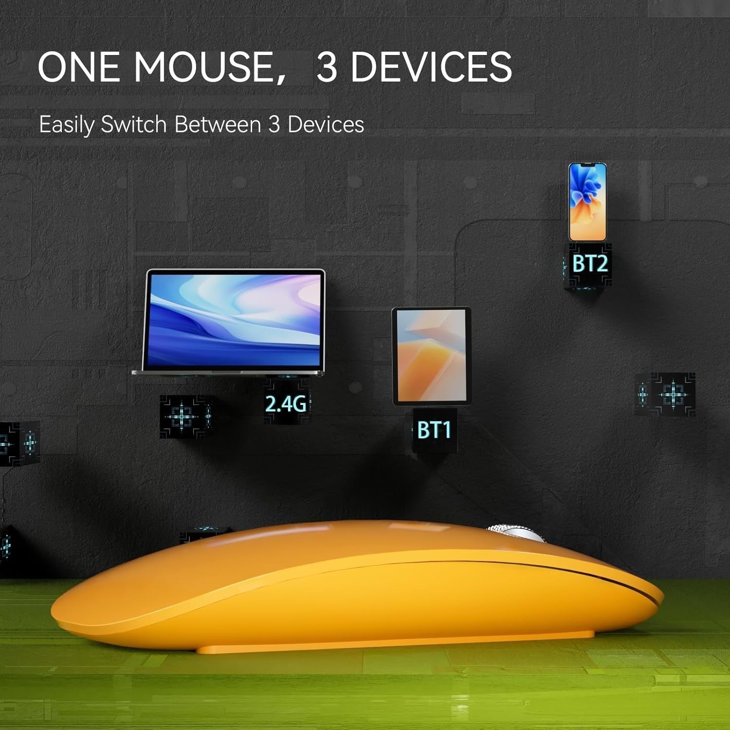 Ultra Slim Silent Wireless Mouse Triple Mode Rechargeable USB-C Laptop Tablet