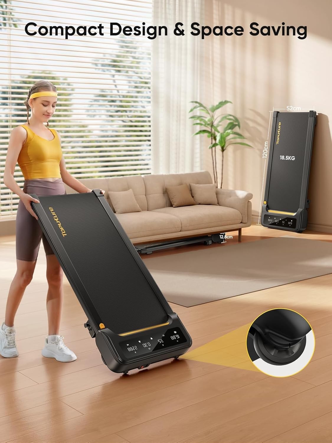 Under Desk Treadmill 2.5HP Home Walking Running Pad 9% Incline LED Display