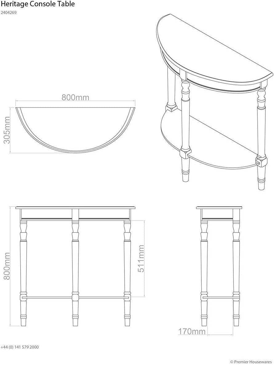 Slim Half Moon Console Table for Hallway, Narrow Oak Accent Table 80cm