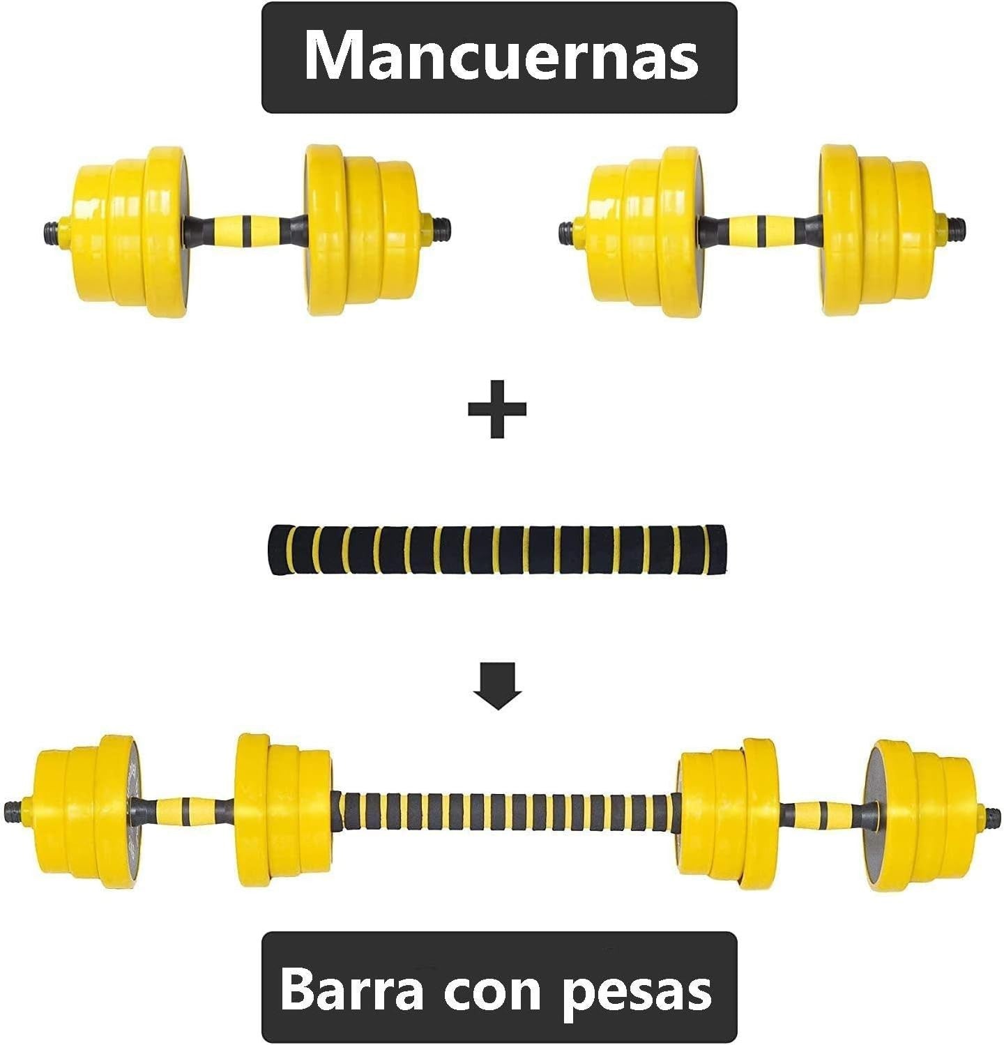 44LB Adjustable Dumbbell Barbell Set 2-in-1 Non-Slip Home Gym Weights