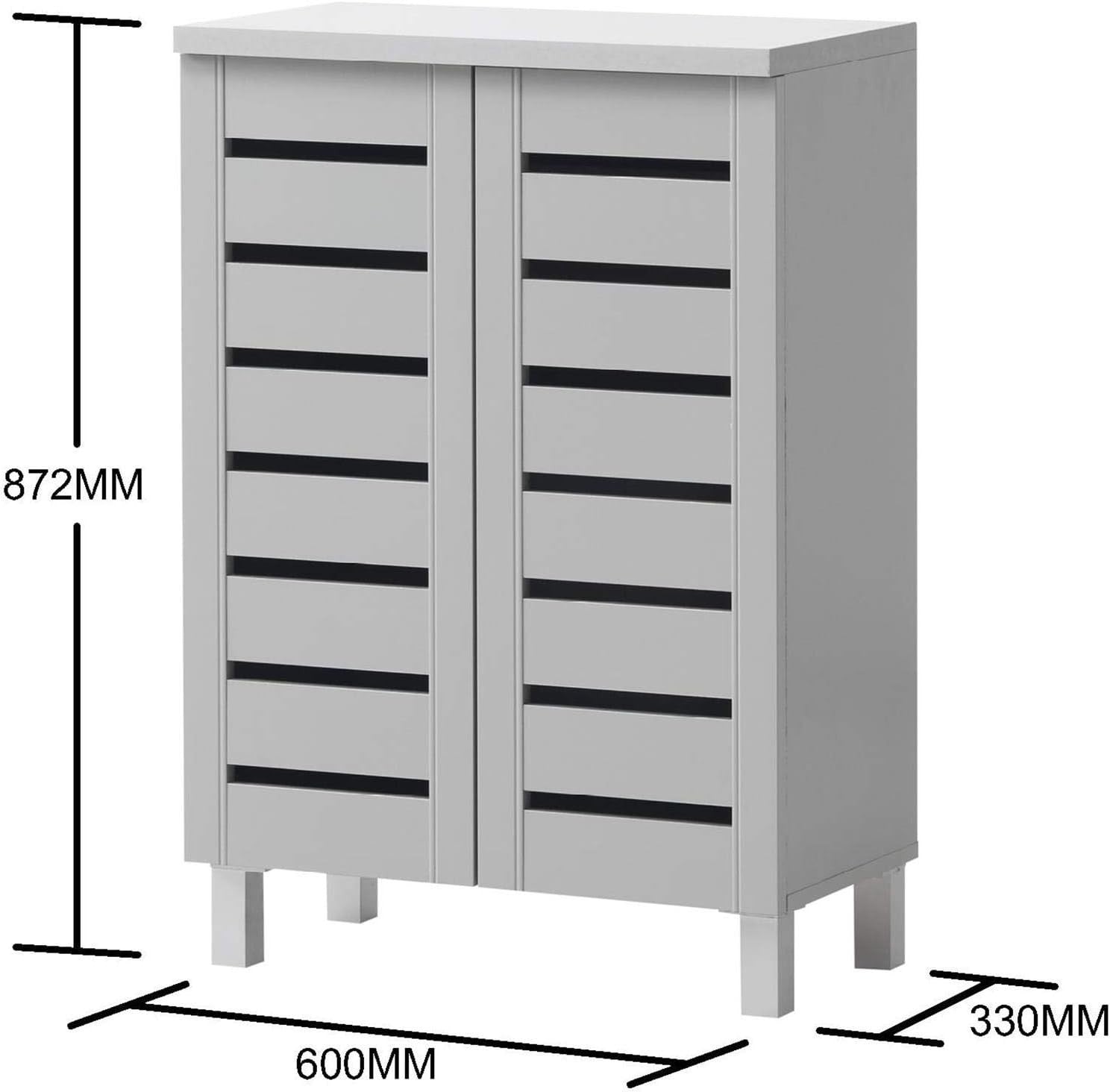 2 Door Shoe Storage Cabinet Slim Organizer 60x33x87 cm Light Grey